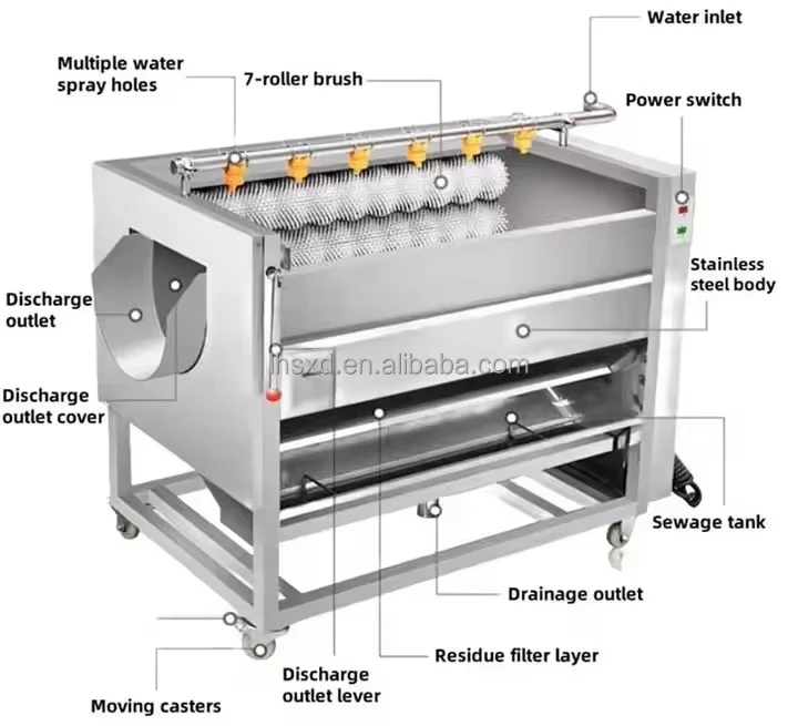 hot Fish Onion Taro Fresh Ginger Washing and Cleaning Machine Cleaner Clean Vegetable Processing Equipment