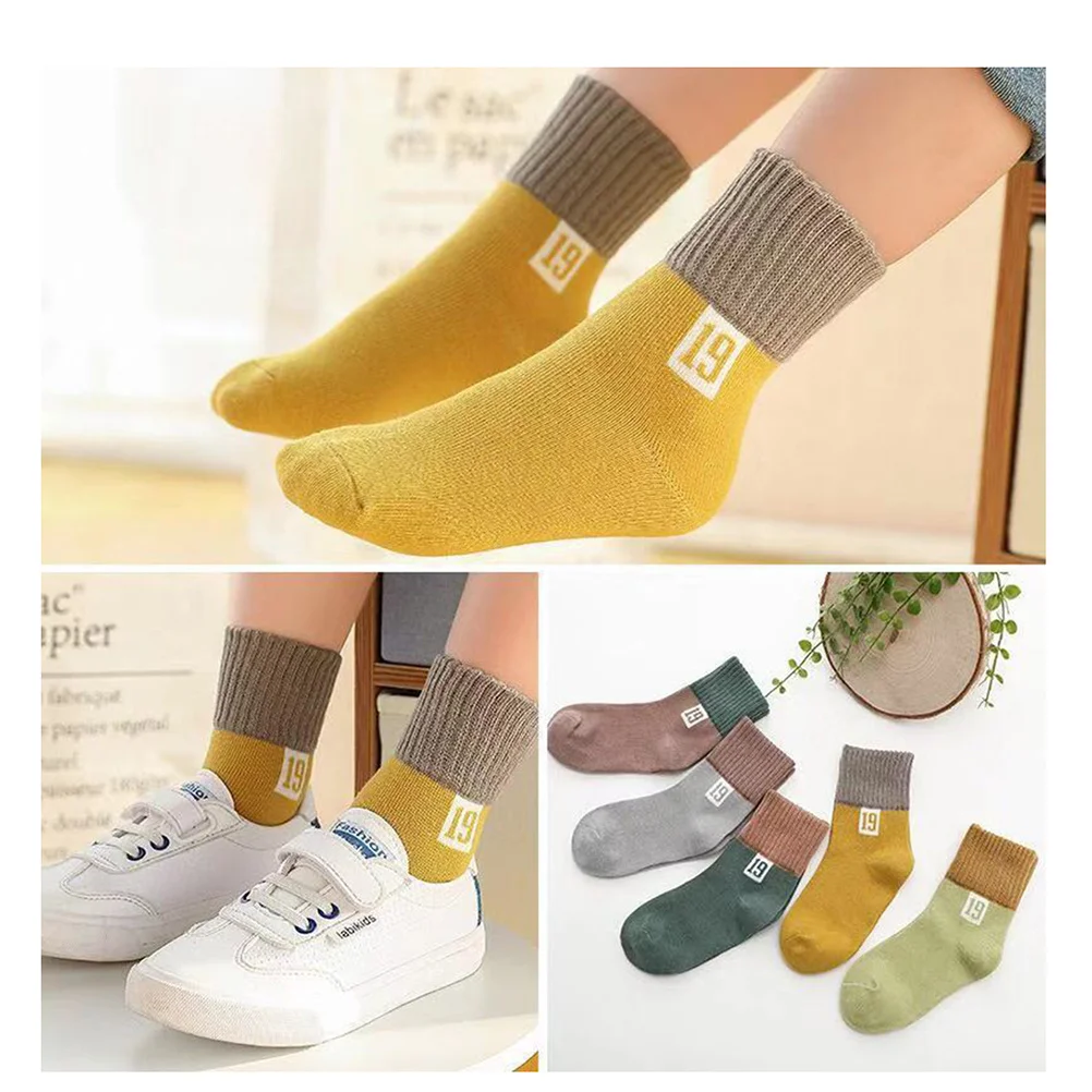 

5Pairs Toddler Socks Soft Cotton Blend Non-Slip Elastic Fit Kids Short Socks for 1-2 Years Old All Season Wear