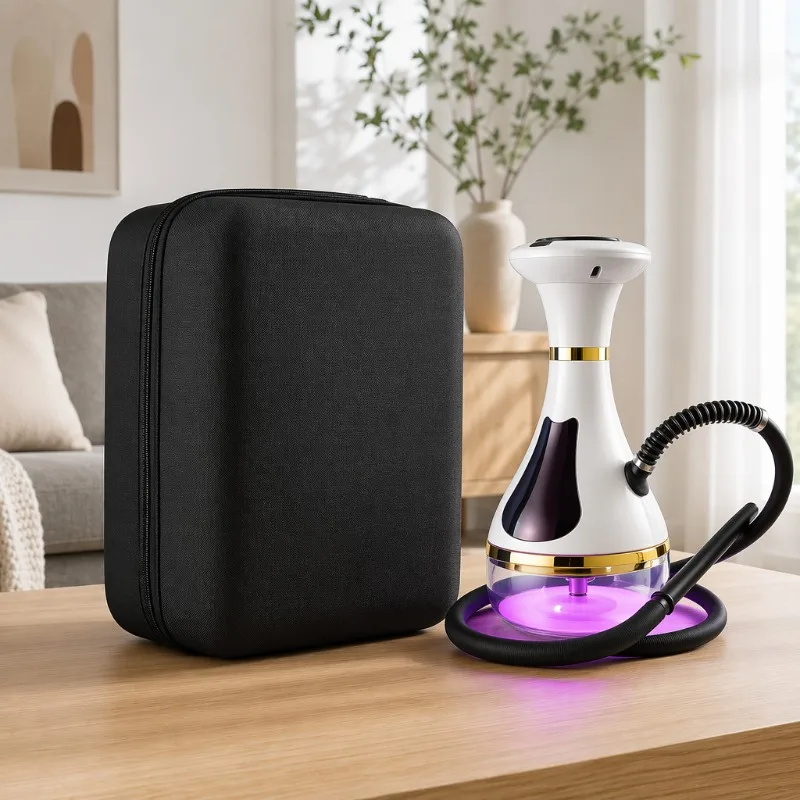 Rechargeable Smart LED Electronic Hookah Set Portable Shisha Water Pipe Complete Kit for Home