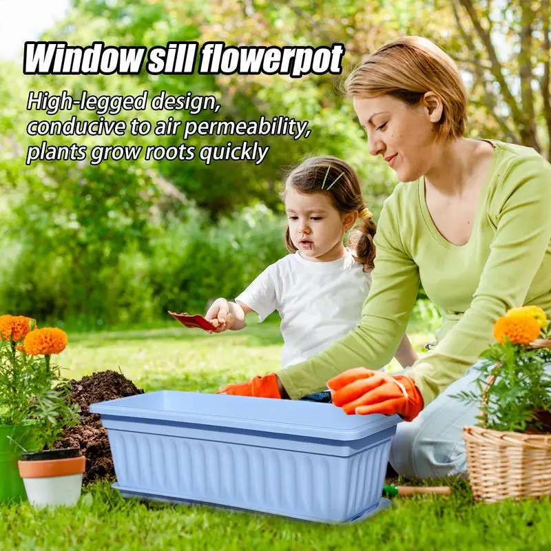 Window Planter Box Window Boxes Outdoor 6X Weather Resistant Container Built-in Drainage Holes Accessories For Growing