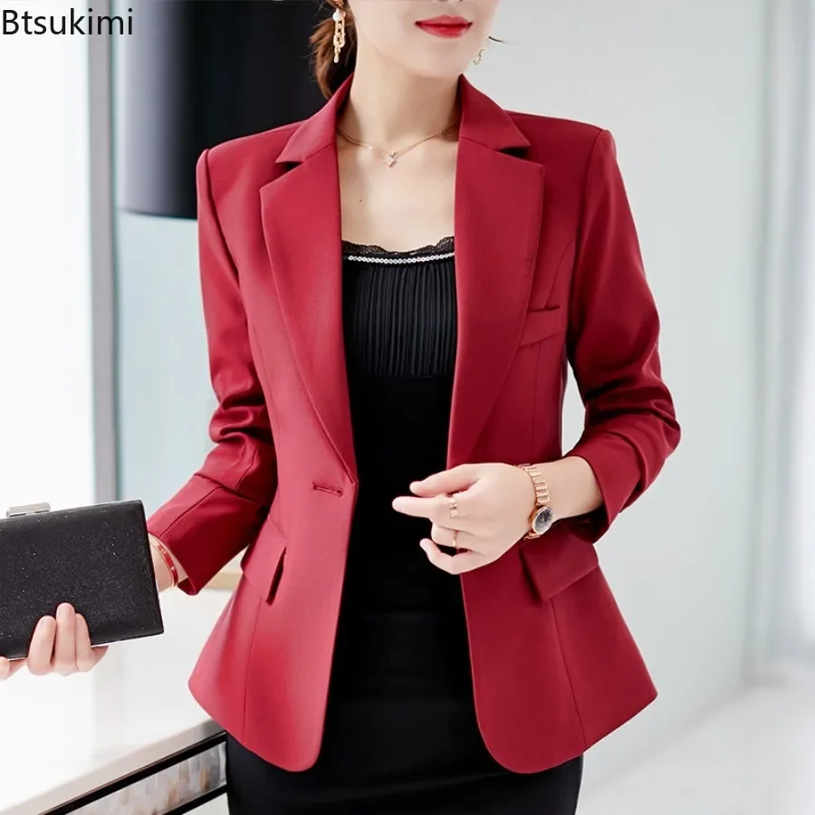 

2024Women's Formal Jacket Suits Spring Summer Slim Long Sleeve Black Blazer Mujer Solid Business Women Blazers Korean Style Suit