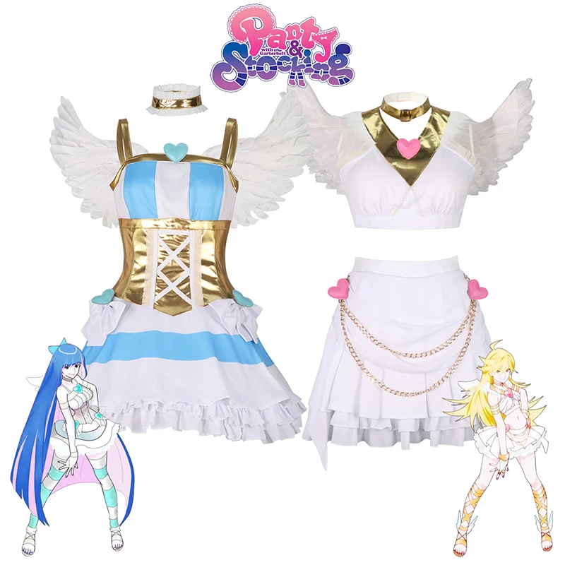 

New PANTY & STOCKING With GARTERBELT Panty Stocking Cosplay Costume Adult Women Tops Skirt Wings Accessories Uniform Outfits