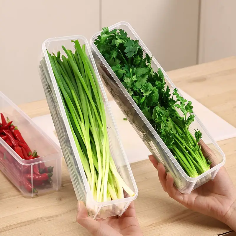 1/6pcs Refrigerator Fresh-keeping Boxes Food Scallion Coriander Storage Boxes with Lid Kitchen Vegetable Cold Sealed Organizer