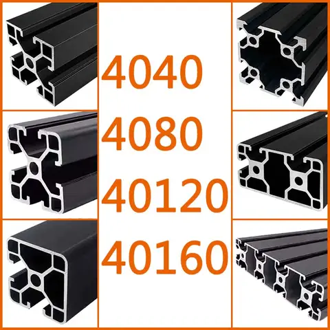 4040 4080 40120 40160 Black Aluminum Profile Framework DIY Linear Rail Extrusion CNC 3D Printer Parts Metal Aluminum T-slot