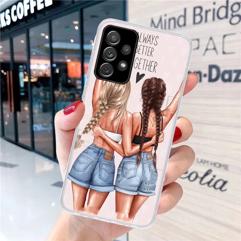 Girls Best Friends Forever BFF Soft Phone Case for Samsung A55 A54 A53 A52 A15 A14 A13 A12 A25 A24 A23 A22 A35 A34 A33 A32 A03S