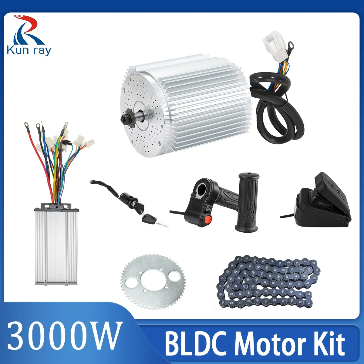 48-72V 3000W Brushless Motor Kit 2000W With Controller And Throttle, Suitable For Electric Scooters And Electric Bicycle Engines