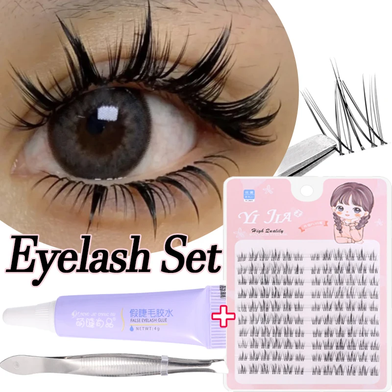 DIY Clusters Lashes Set Natural Eyelash Extension Dovetail Segmented Lashes Natural Segmented Eyelashes Bundles Individual Kit