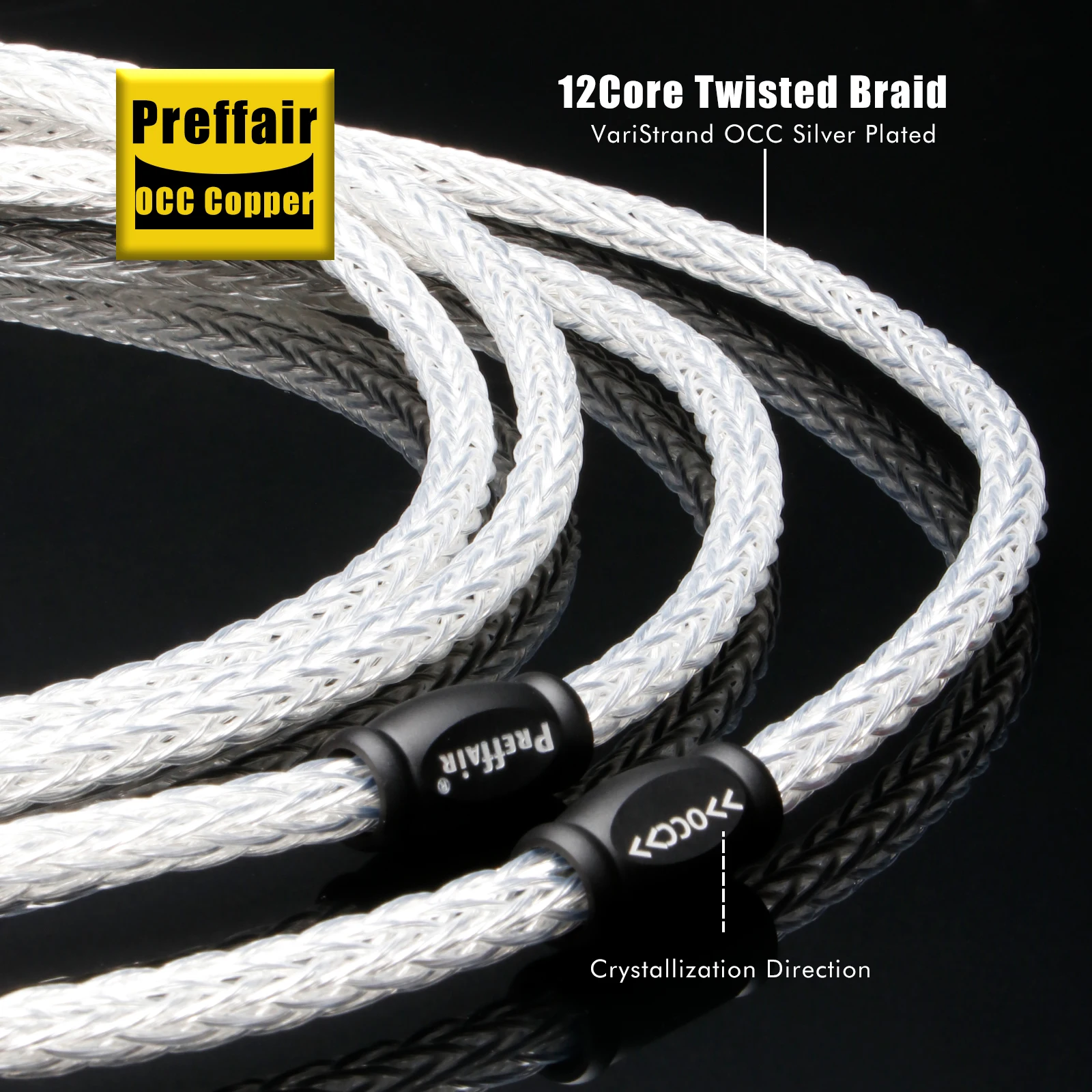 Preffair Hi-End 6AG XLR Cables Silver Plated OCC 12 Strands Balanced Cable with Carbon Fiber 3pins XLR Balanced Connectors