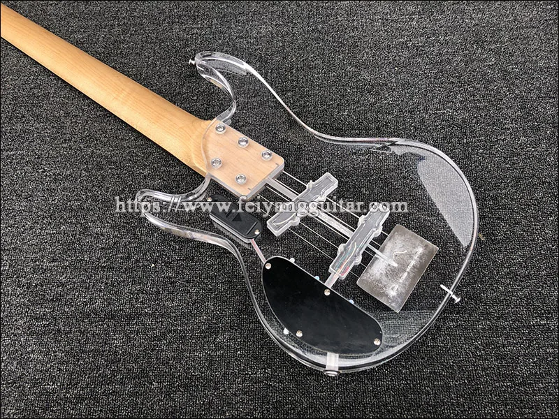 Electric Bass Guitar, Rosewood Fingerboard with LED Light, Acrylic Body,  5 Strings, High Quality Bass Guitar,Free shipping