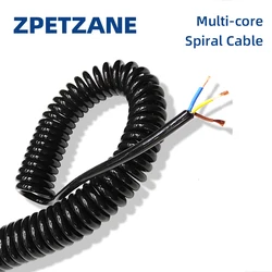 Czarny drut sprężynowy kabel spiralny 2-żyłowy 3/4/6/8 wielordzeniowy 0,2 mm0,5 mm1,5 mm przewód zasilający może przedłużć rozciąganie przewody