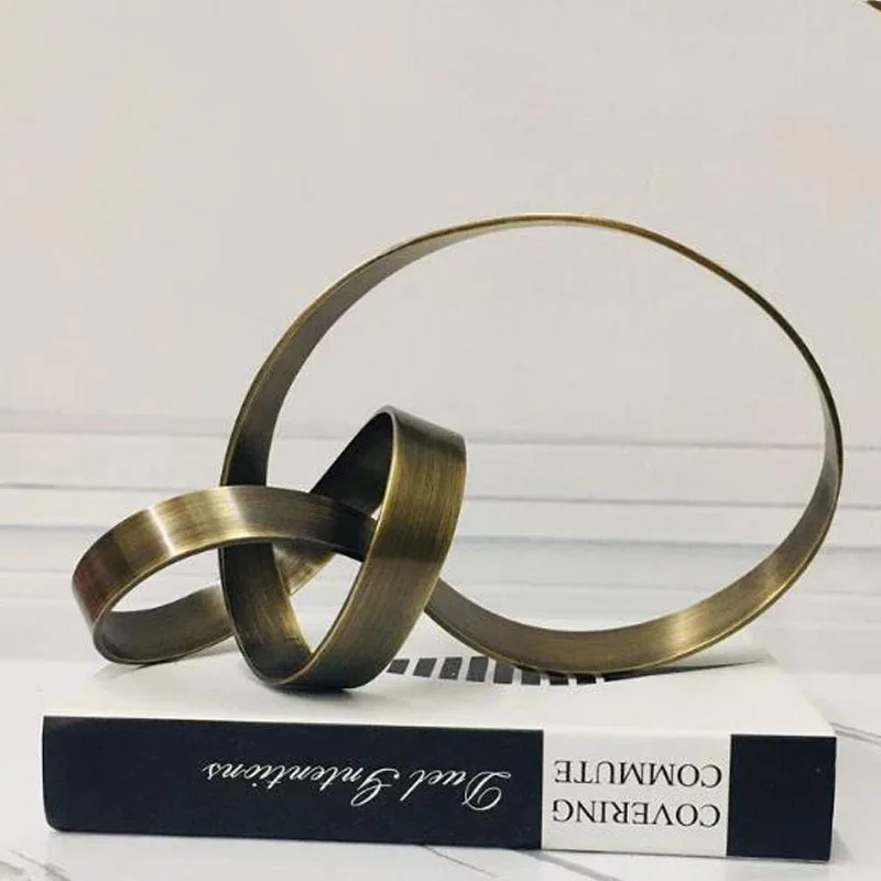 Abstract Metal Sculpture Knot Decoration Modern Artistic Bookcase Display Stand Living Room Shelf Avant-garde Ornament