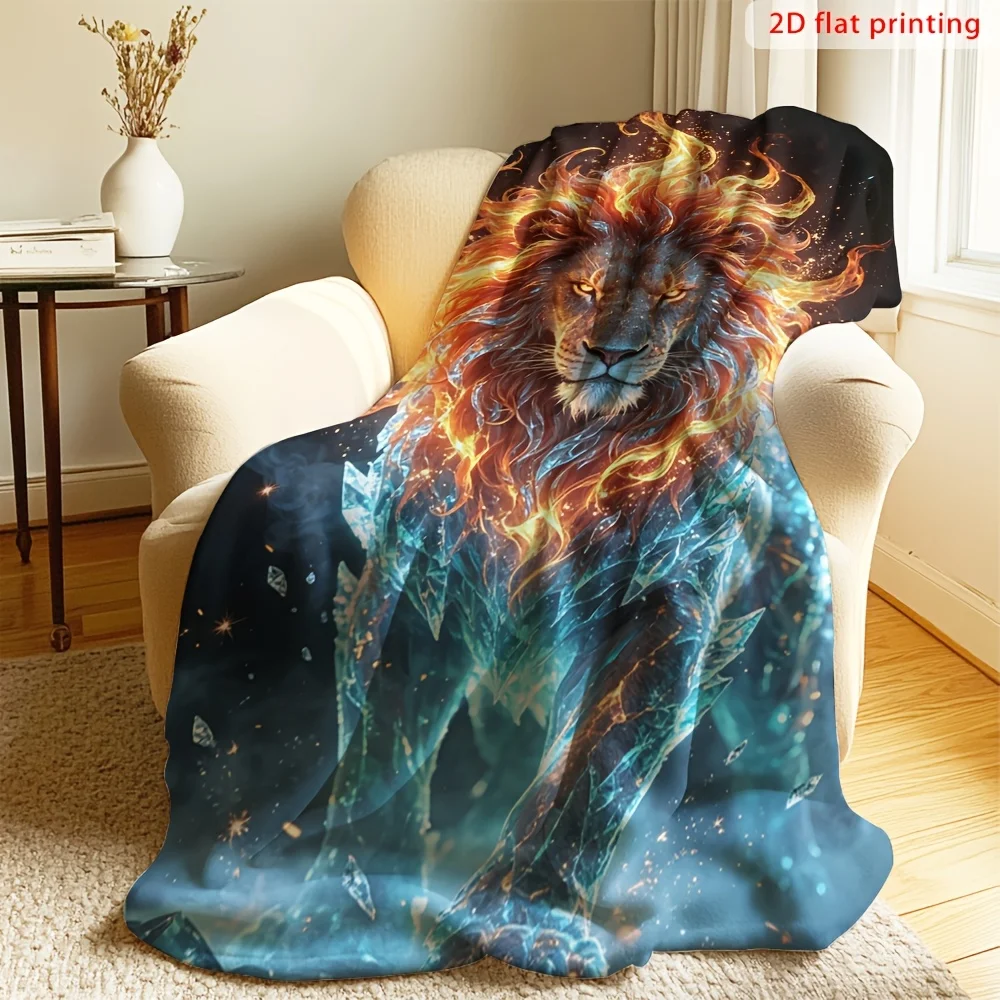 Epic Fantasy Lion Art Blanket Throw Decor for Sofa Couch Bedding Plush Realistic Mythical Beast 150x200cm