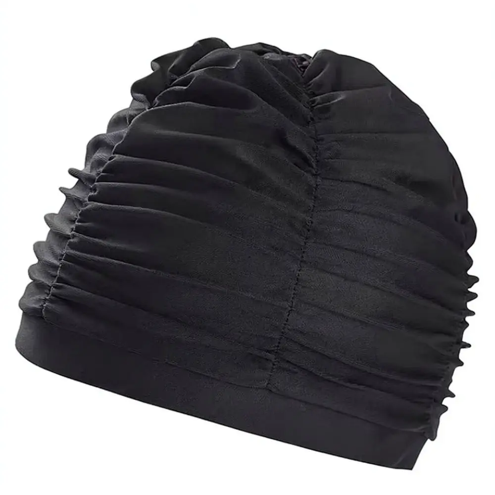 Water Sport Accessory Pleated Swim Cap Durable Polyester Bathing Hat Large Capacity Comfortable Unisex Headgear