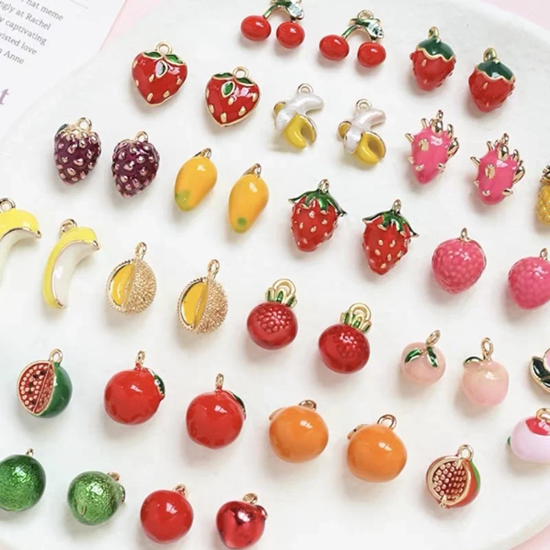 New fruit  style 30pcs/lot Watermelon orange banana lemon strawberry pineapple mango alloy floating locket charms accessory