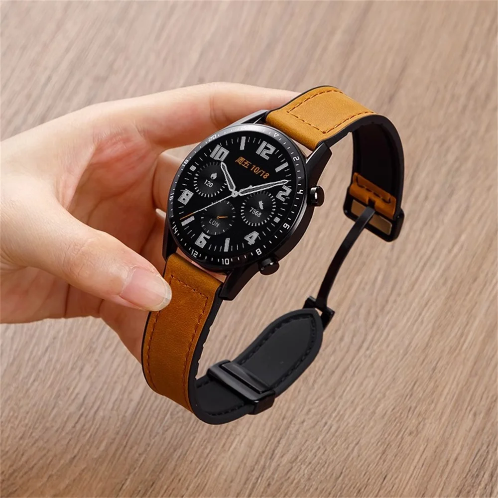 Leder-Silikonarmband für Samsung Galaxy Watch Band 7 6 5 4 40 mm/44 mm, magnetisches Armband für Watch 6 Classic 43 mm 47 mm 20 mm 22 mm – Detail 4