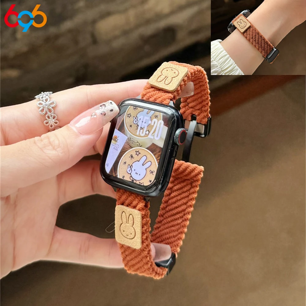New Magnetic Buckle Corduroy Suitable For Xiaomi 9 8 Version Universal Handmade Strap For Iwatch For Huawei Rabbit 18/20/22mm