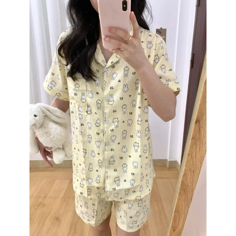 

Cartoon Cute Miffy Rabbit Pajamas, New Summer Ins Style Short Sleeve & Shorts, High-value Dormitory Loungewear Set