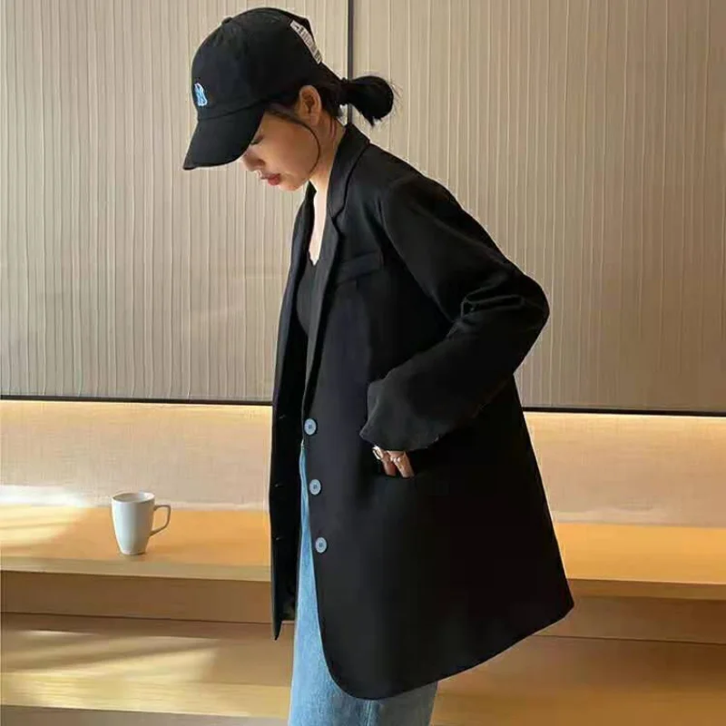 Blazers femmes Chic tempérament solide Harajuku cranté décontracté unisexe mode tout-match Ins automne bureau-look élégant nouveaux vêtements d'extérieur