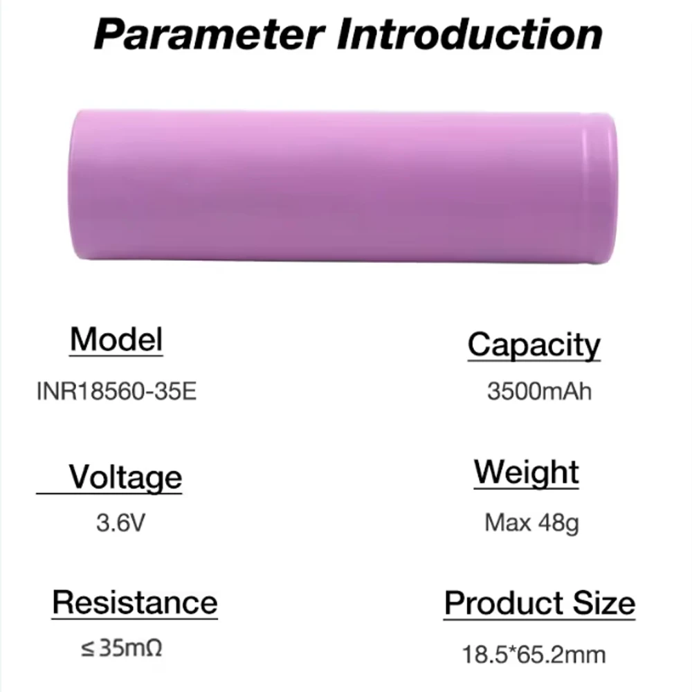 

3.7V 3000mah 18650 Battery For Samsung 35E INR 18650 20A Lithium Lon Battery Replacement External Battery
