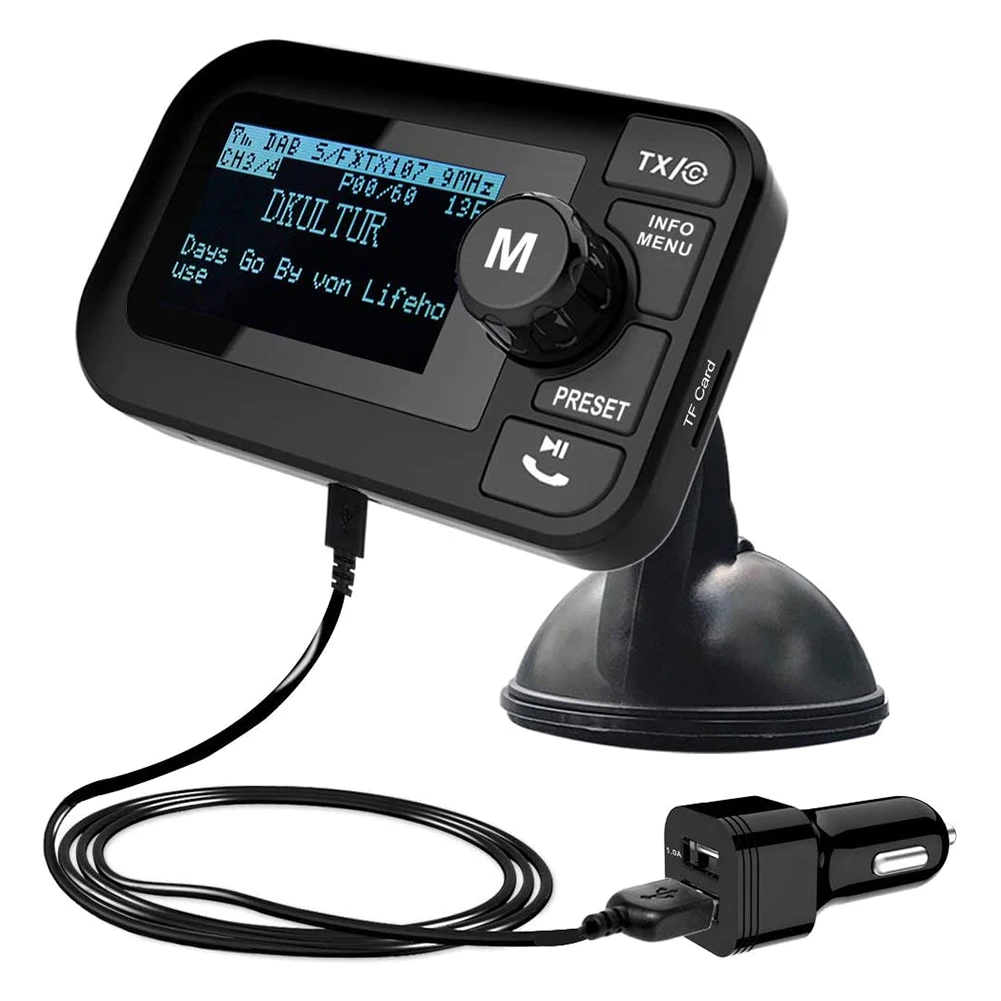 

Car DAB/DAB+ Radio Portable Bluetooth FM Transmitter 2.3inch Big LCD Car Kits Crystal Sound - Play Micro-SD/TF Card