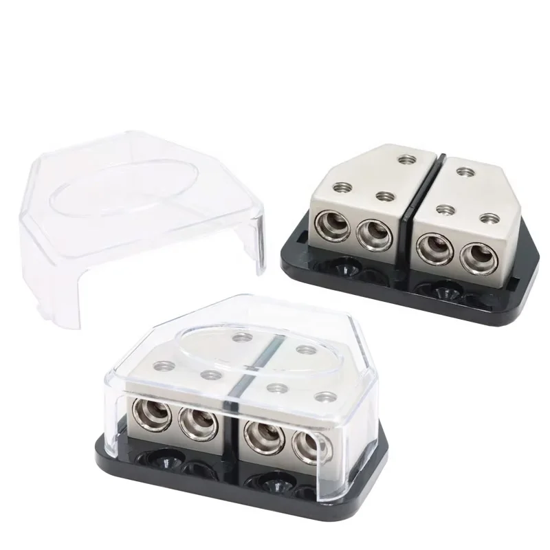 Copper Power Distribution Block 4X8 Gauge in 2X4 Gauge Out Crimp Terminal Ground Distributor for Automotive Use