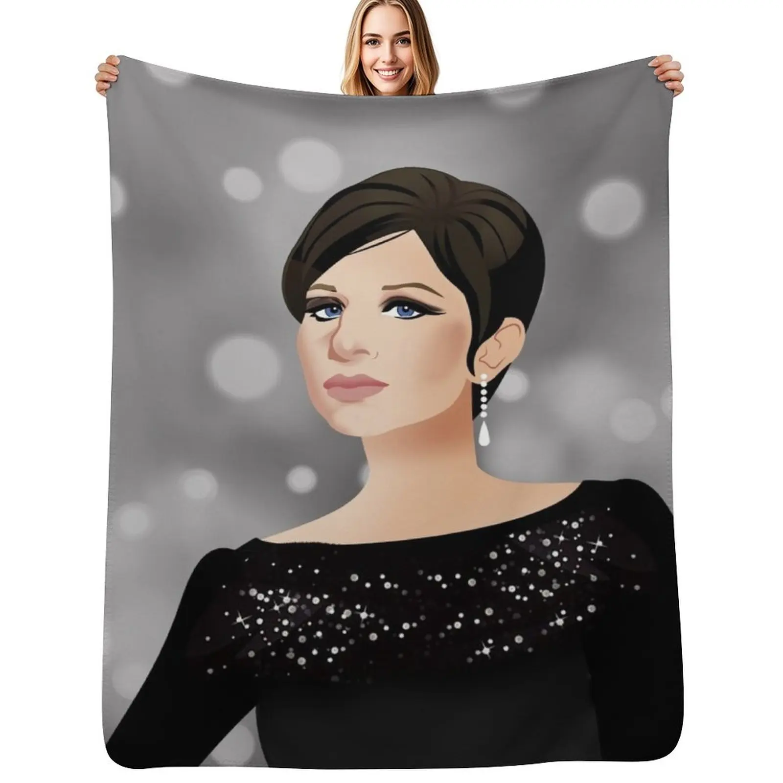 Barbra Streisand: Iconic Oscars Outfit Tribute Throw Blanket Luxury Designer sofa bed Vintage Blankets