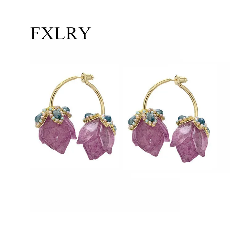 

FXLRY Original Handmade Fashion Cute Flower Earring for Women For Women Wedding Jewelry