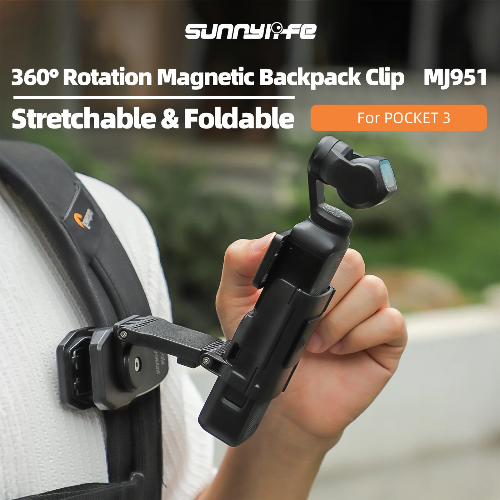 Backpack Mount Clip Black For OSMO Pocket 4P/4/3 Magnetic Mounts 360° Rotation Action4 Backpacks Shoulder Strap Clips Accessorie