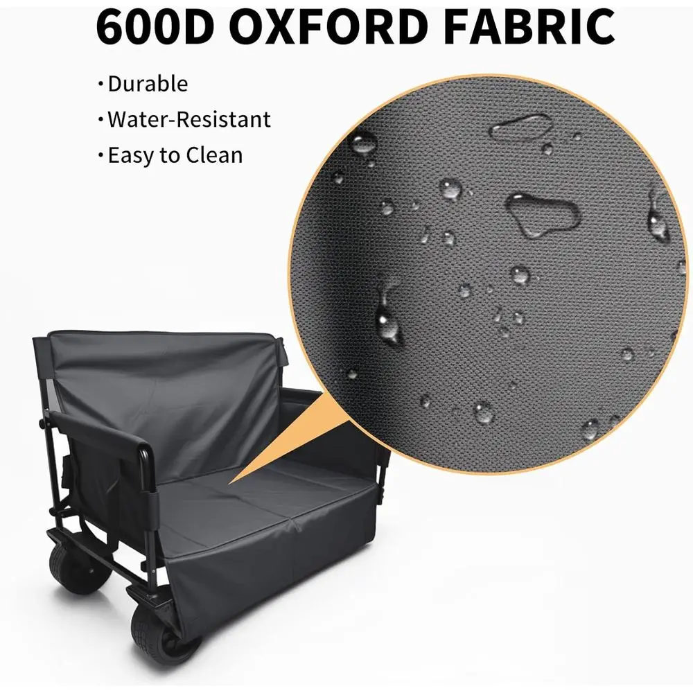 Folding Utility Wagon with 300L Capacity, 330LBS Load Bearing, Adjustable Handle for Outdoor Activities, Beach, Camping, and Sho