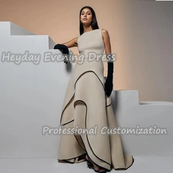 Heyday Customized Arabia Sleeveless Party Prom Gown Ruffle Crepe Floor Length elegant luxurious Women saudi evening dresses 2024