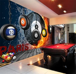 custom billiard hall wallpaper entertainment room retro personality creative wall stickers large decorative murals wall paper 3D