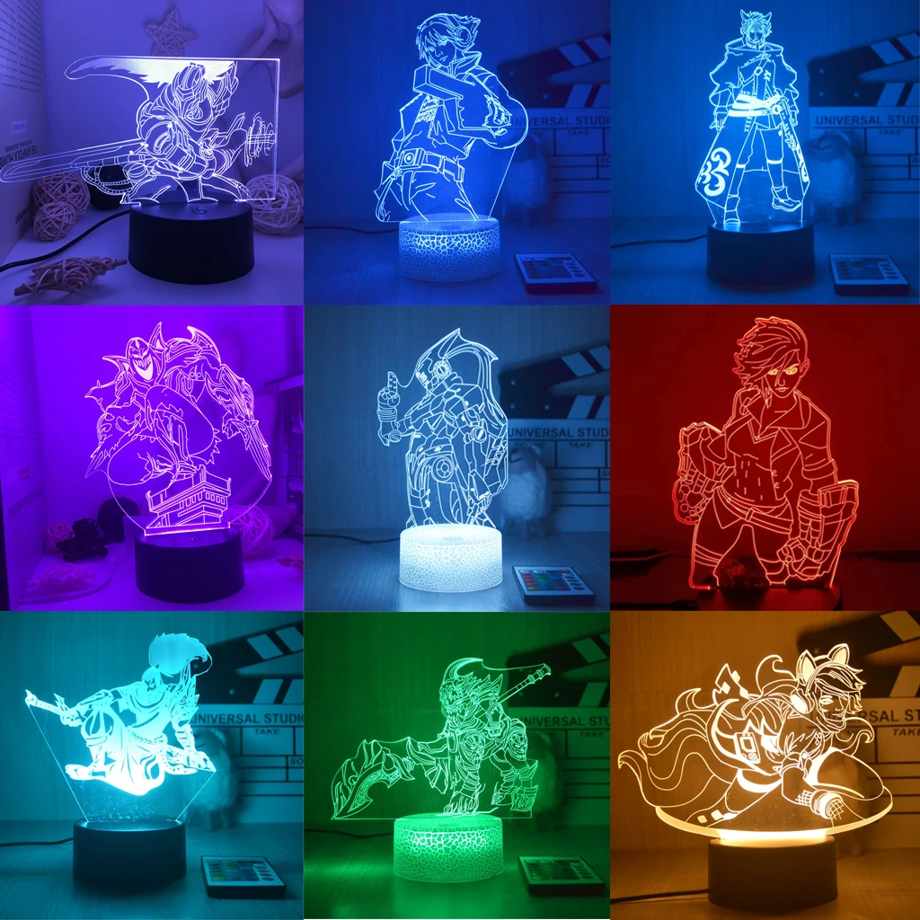 LOL League of Legends Game Figure Yasuo Yi Zed 3D Led Neon Night Light For Kid Sitting Room Colorful Decor Christmas Lamp Gift