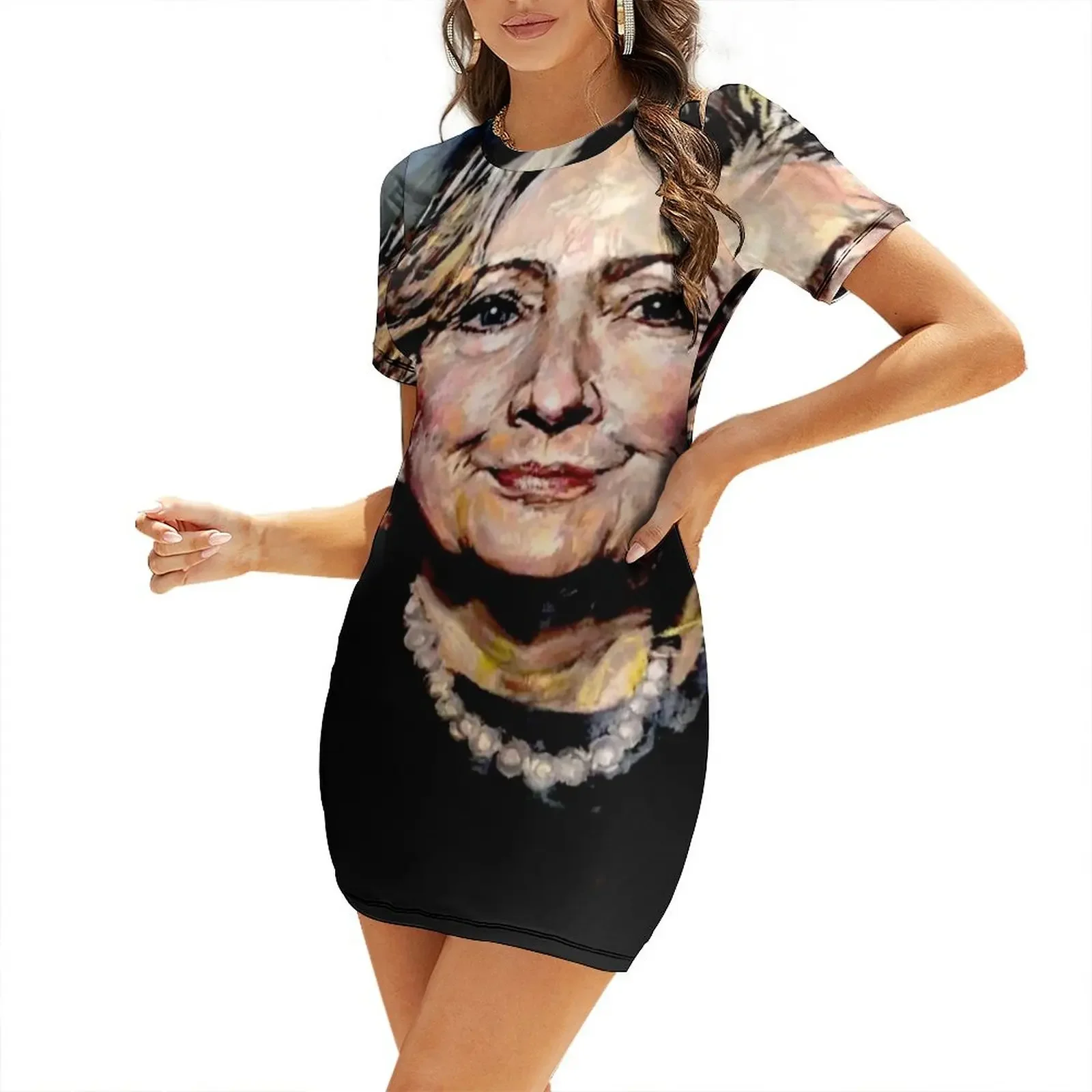 

HILLARY CLINTON Short-Sleeved Dress women's evening dress 2025 bandage dress Female dresses with long sleeves