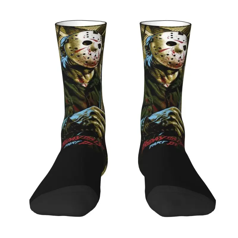 Calcetines con estampado 3D de personajes de películas de terror para hombre y mujer, medias cálidas para deportes de Fútbol y Halloween