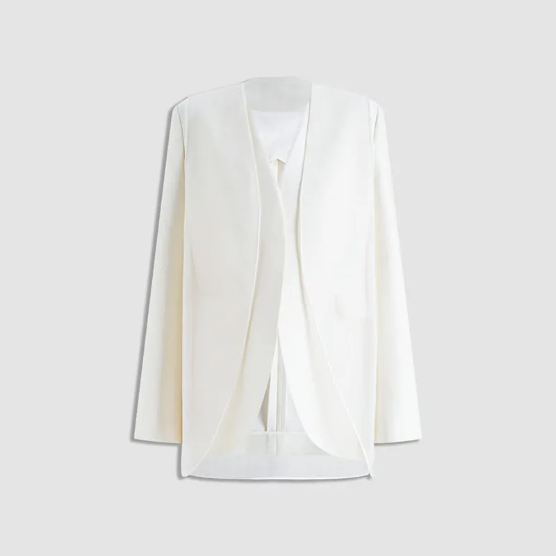 Women's wool blend blazer, casual and versatile jacket top, high-quality commuting versatile netted waistcoat, 2026, new style,
