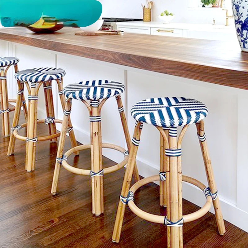 Personalizado Rattan Tecido Outdoor High Stool, cadeiras Retro Bar, Internet Celebrity Coffee Shops e bares de jantar