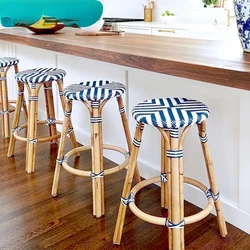 Customized bar chairs,  rattan woven outdoor high stools, internet celebrity coffee shops, dining bars, retro bar chairs