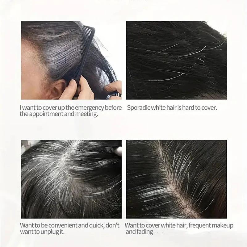 Instant Grey Hair Cover-Up Stick,Long-Lasting Easy to Apply Temporary Root Concealer for Normal Hair Types,One-Time Use No Damag