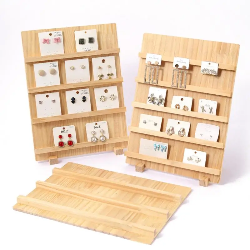 Wood Earring Display Stands 3/4/5 Layers Jewelry Earring Display Holder Wood Earring Card Holder For Home Shop Organization
