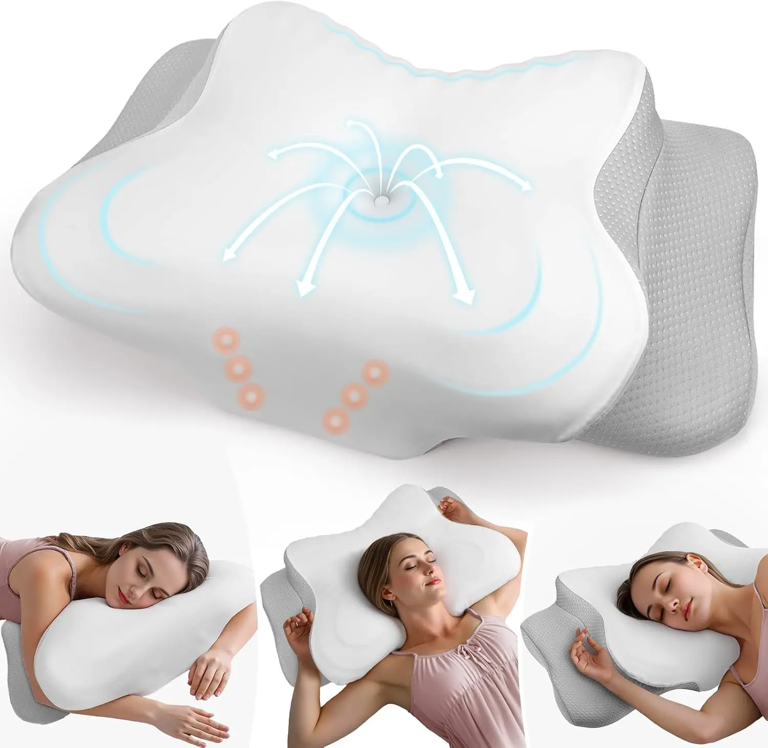 

Шейная подушка для облегчения боли в шее, эргономичная пена с эффектом памяти, ортопедическая поддержка, охлаждающий чехол, 2 высота