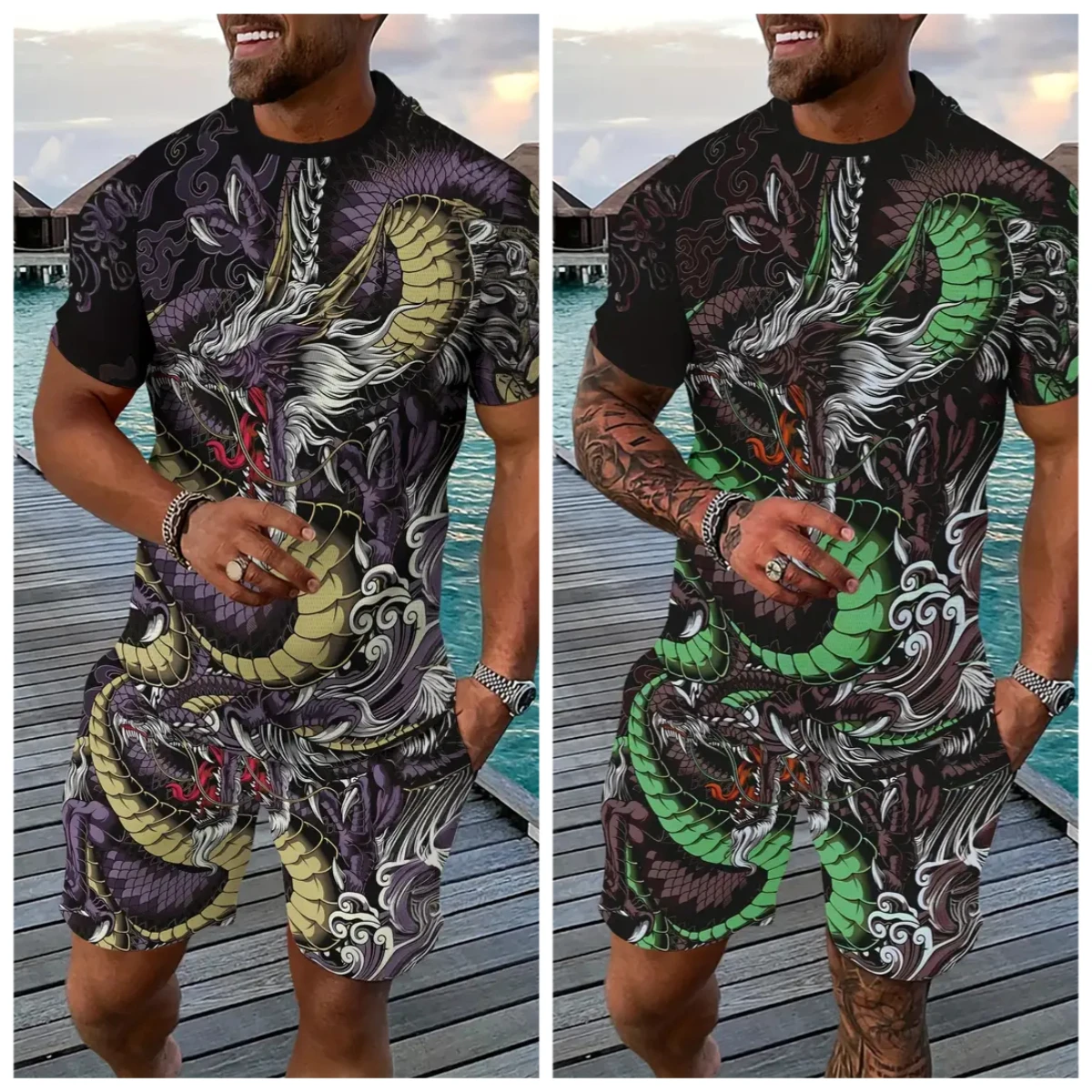 

2025-26 Summer Hot-selling New Trend Design Luxury Fashion Breathable Comfortable Men's T-shirt Short-sleeved Shorts Set