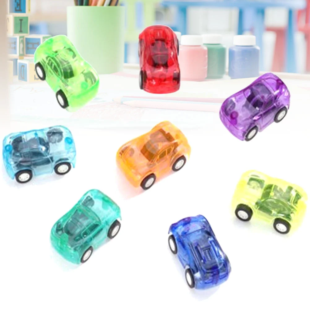 20pcs Mini Pull Back Car Toy Transparent Small Vehicles Toys Plastic Funny Car Toy for Kids Toddler (Random Color)