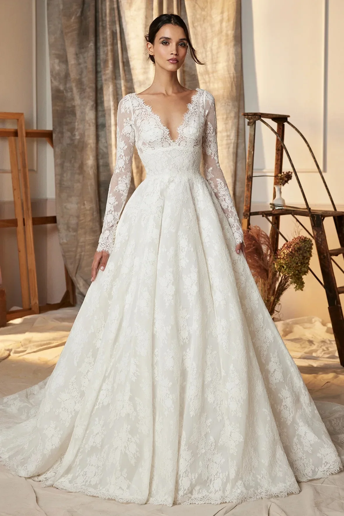 

Flavinke Customized Elegant Lace Wedding Dresses Ball Gown Dresses For Bride Vestidos De Novia vestido Noiva Robe Mariage 2025