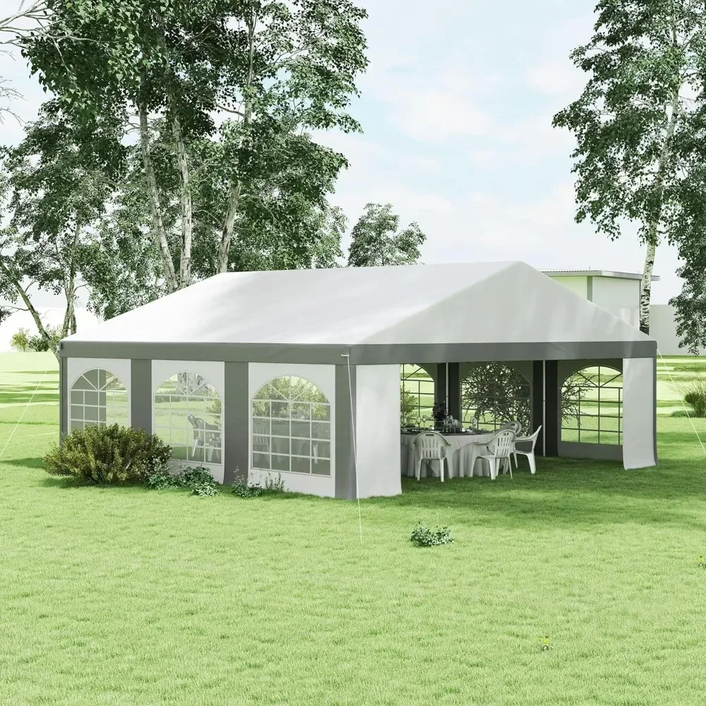 

20 x 20 ft Heavy Duty Party Tent Outdoor Gazebo Wedding Tent Event Shelter Carport BBQ with Removable Sidewalls & Windows, Outs