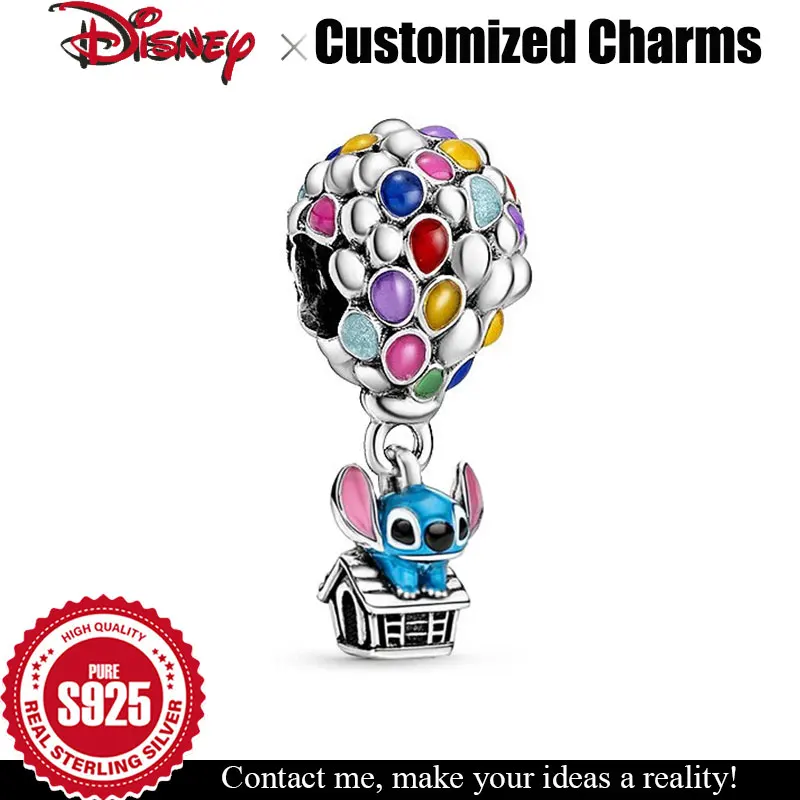 

Очарование из серебра 925 пробы, воздушный шар Disney Stitch, настраиваемые бусины, оригинальный шарм «Летающий дом», женские ювелирные аксессуары, подарок