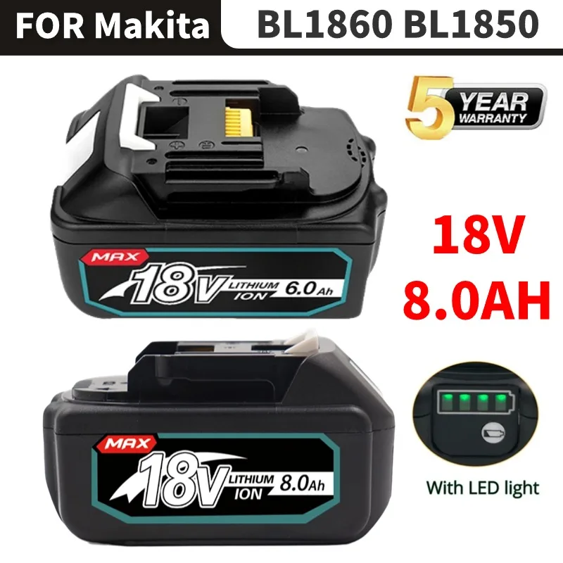 

Battery 18v for makita BL1860 BL1850B BL1850 BL1840 BL1830 screwdriver battery & charger 18v Replacement Power Tool Batteries.