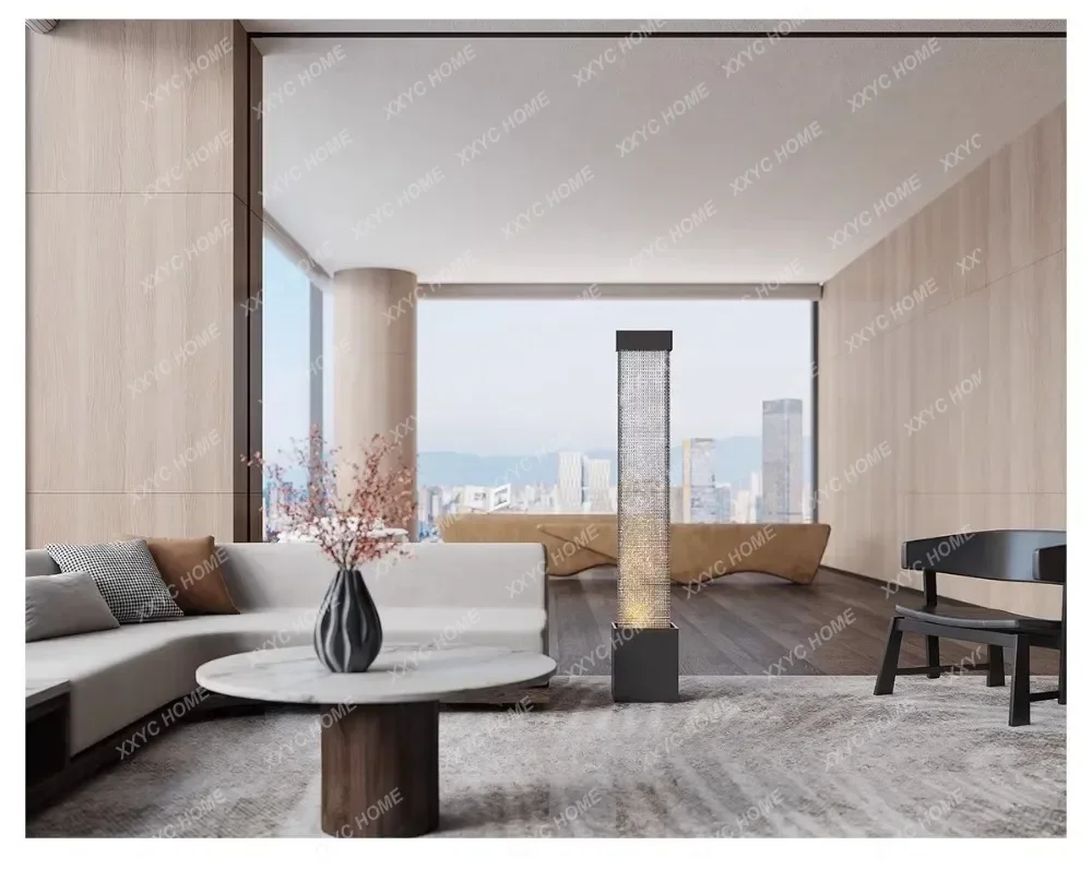 Modern Flowing Ornaments Living Room TV Cabinet Floor To Ceiling Water Curtain Wall Entrance Decoration