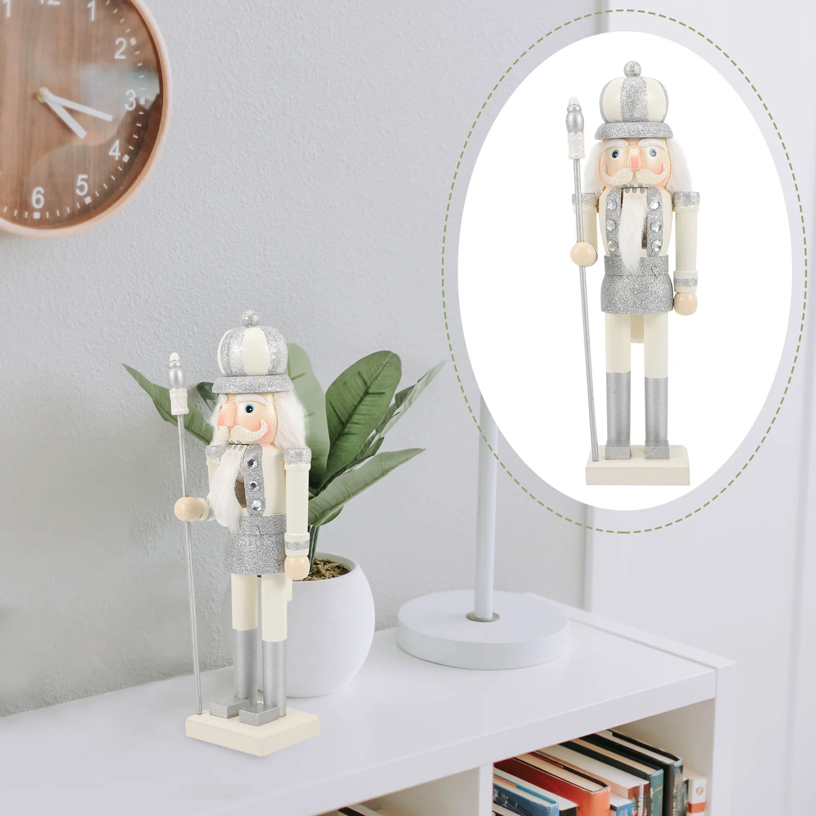 

1pc Wooden Nutcracker Sturdy Holiday Decoration For Home Office Car Desktop Xmas Ornament Wedding Party Supplies Decorative