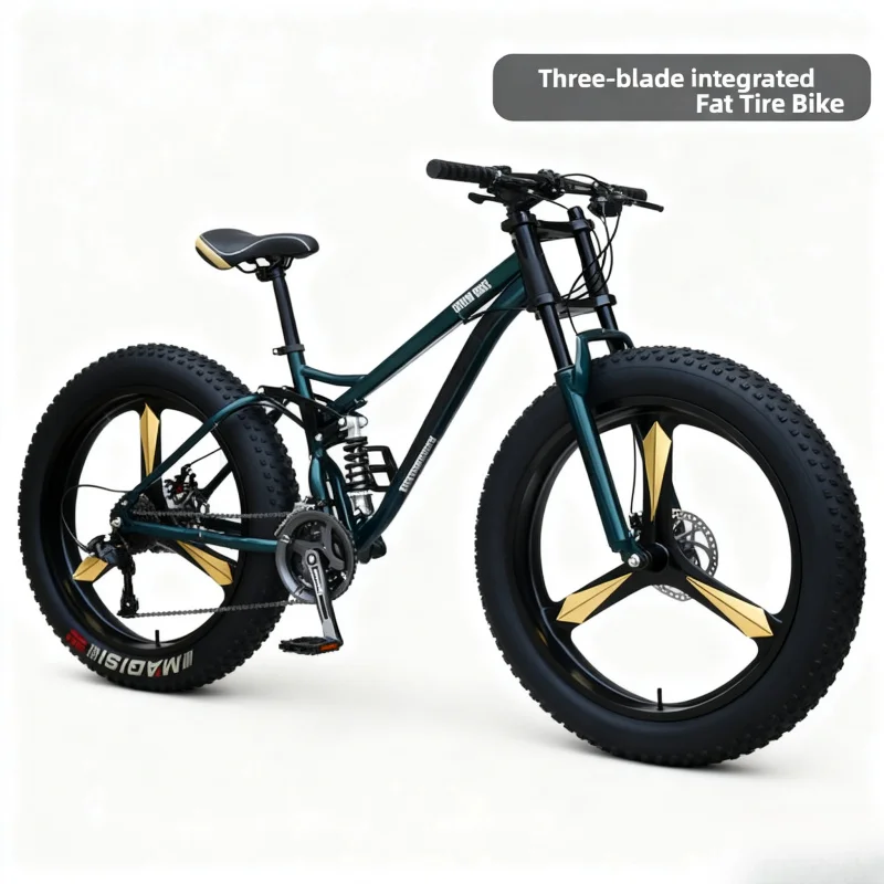 

Adult Green Ultra-Wide 4.0 Large Three-in-One Wheel Mountain Bike Variable Speed Off-Road Beach Snow Shock Absorption