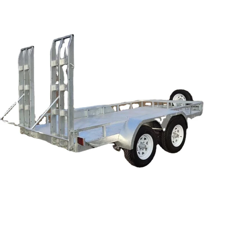 Large flat plate pulling cargo pulling small excavator transfer towing trailer